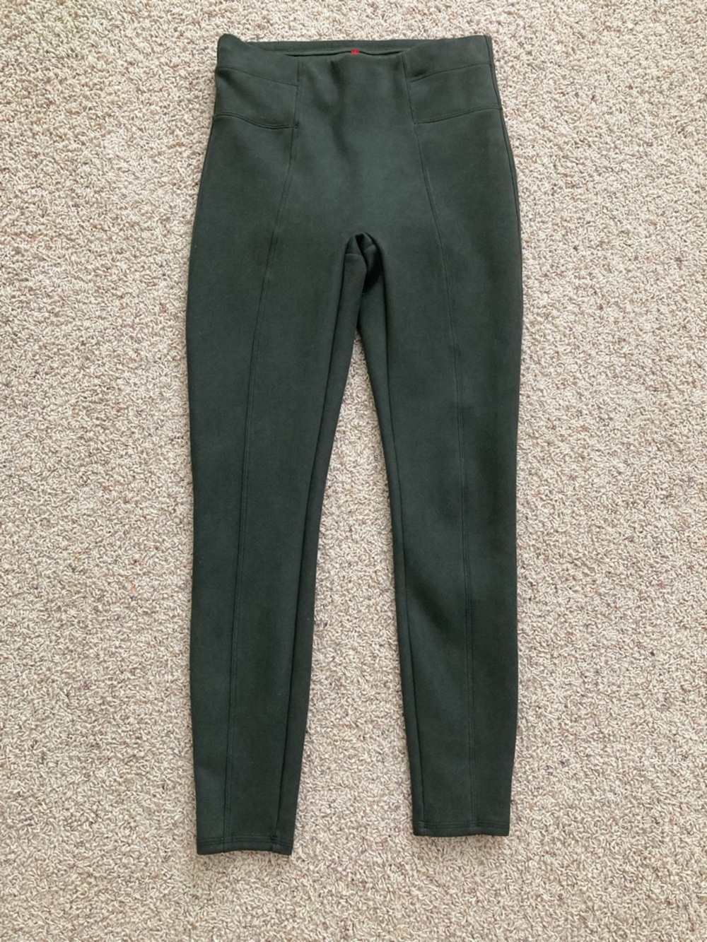 SPANX Olive High-Waisted Faux Suede Leggings